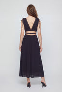 Plunge Crepe Sleeveless Maxi Sundress