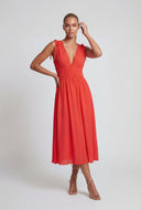 Plunge Crepe Sleeveless Maxi Sundress