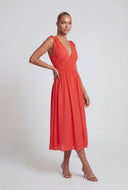 Plunge Crepe Sleeveless Maxi Sundress