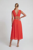 Plunge Crepe Sleeveless Maxi Sundress