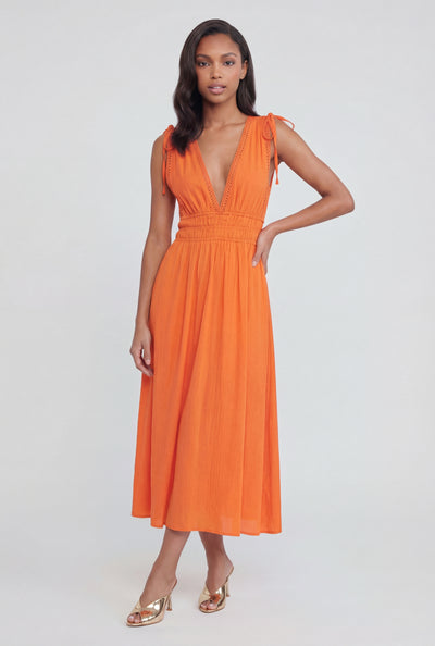 Plunge Crepe Sleeveless Maxi Sundress