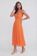 Plunge Crepe Sleeveless Maxi Sundress