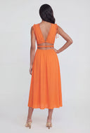 Plunge Crepe Sleeveless Maxi Sundress