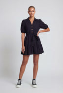 Crepe Tiered Tie Waist Dress