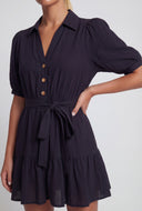 Crepe Tiered Tie Waist Dress