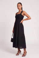 Smocked Bodice Tie Back Dress