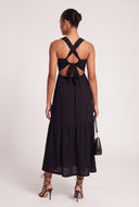 Smocked Bodice Tie Back Dress