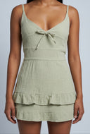 Gauze Knit Ruffle Tiered Dress