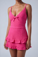Gauze Knit Ruffle Tiered Dress