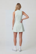 Pintuck Mock Neck Skater Dress