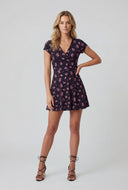 Floral Faux Wrap Mini Dress