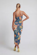 Floral Drawstring Cutout Maxi Dress