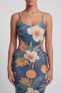 Floral Drawstring Cutout Maxi Dress