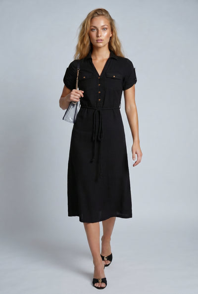 Tie Waist Shirt Dress