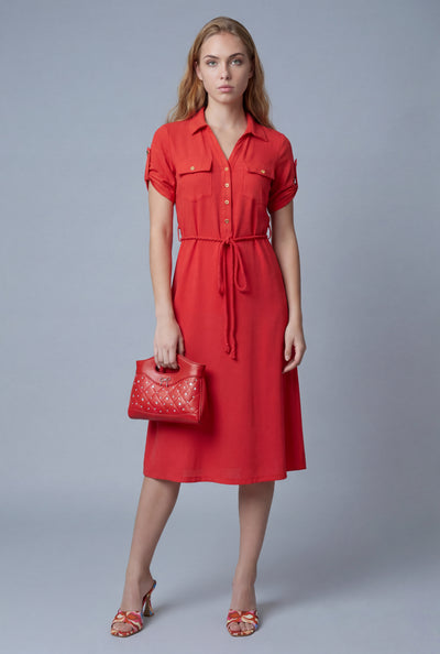 Tie Waist Shirt Dress