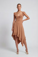 Maisy Ruffled Asymmetrical Midi Dress
