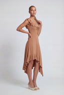 Maisy Ruffled Asymmetrical Midi Dress