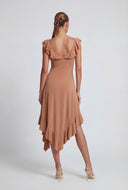 Maisy Ruffled Asymmetrical Midi Dress
