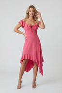 Maisy Ruffled Asymmetrical Midi Dress