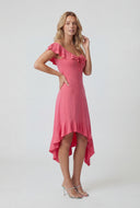 Maisy Ruffled Asymmetrical Midi Dress
