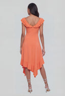 Maisy Ruffled Asymmetrical Midi Dress