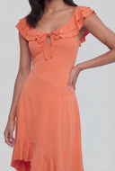 Maisy Ruffled Asymmetrical Midi Dress