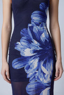 Floral Mesh Cutout Maxi Dress