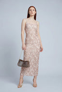 Zebra Mesh Keyhole Maxi Dress