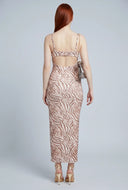 Zebra Mesh Keyhole Maxi Dress