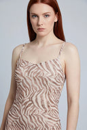 Zebra Mesh Keyhole Maxi Dress
