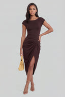 Rivka Draped Knot Front Midi Dress