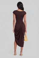 Rivka Draped Knot Front Midi Dress