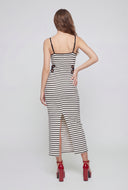 Striped Floral Cut Out Maxi Dress