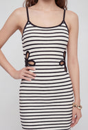Striped Floral Cut Out Maxi Dress