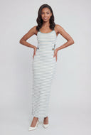 Striped Floral Cut Out Maxi Dress