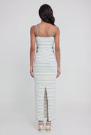 Striped Floral Cut Out Maxi Dress