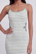 Striped Floral Cut Out Maxi Dress
