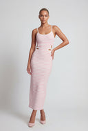 Striped Floral Cut Out Maxi Dress