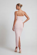 Striped Floral Cut Out Maxi Dress