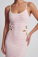 Striped Floral Cut Out Maxi Dress