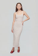 Striped Floral Cut Out Maxi Dress