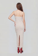 Striped Floral Cut Out Maxi Dress