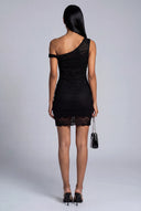 Lace Twist Strap Asymmetrical Dress
