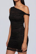 Lace Twist Strap Asymmetrical Dress