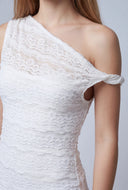 Lace Twist Strap Asymmetrical Dress