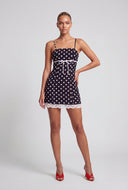 Polka Dot Lace Trim Mini Dress