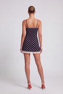 Polka Dot Lace Trim Mini Dress