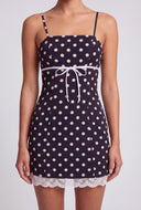 Polka Dot Lace Trim Mini Dress