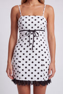 Polka Dot Lace Trim Mini Dress