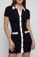 Ximena Contrast Detail Mini Shirt Dress